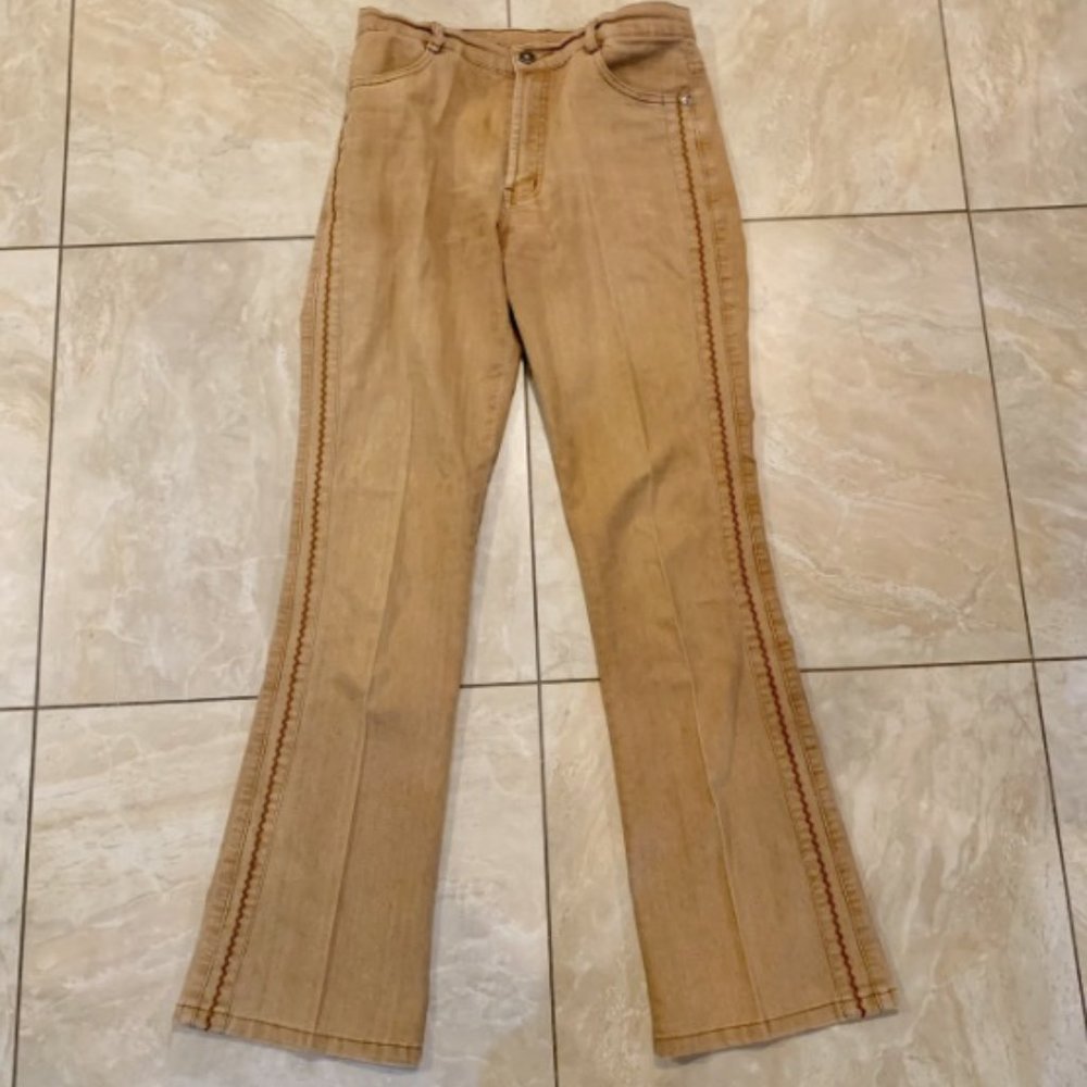 Tan Khaki Brown Flare Pants Jeans 90s